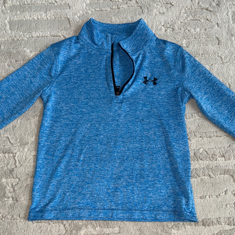Under Armour Kids Heathered Blue Quarter Zip Pullover 6